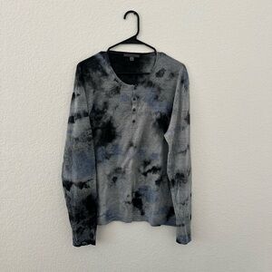 John Varvatos Merino Wool & Linen Tie-dye Long Sleeve Shirt